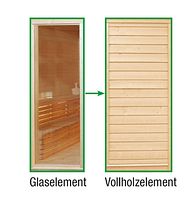 Wolff Finnhaus Sauna Paradiso: Tausch Glaselement in Vollholzelement