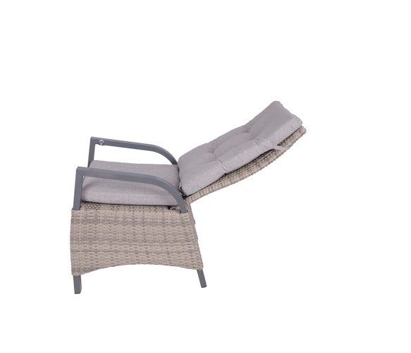 Garden Pleasure Gartenmöbel Set DIJON / AMELIA, Tisch 200 x 100 + 6 Hochlehner, Aluminium Anthrazit / Polyrattan Champagner / Kissen 100 % Polyester Creme