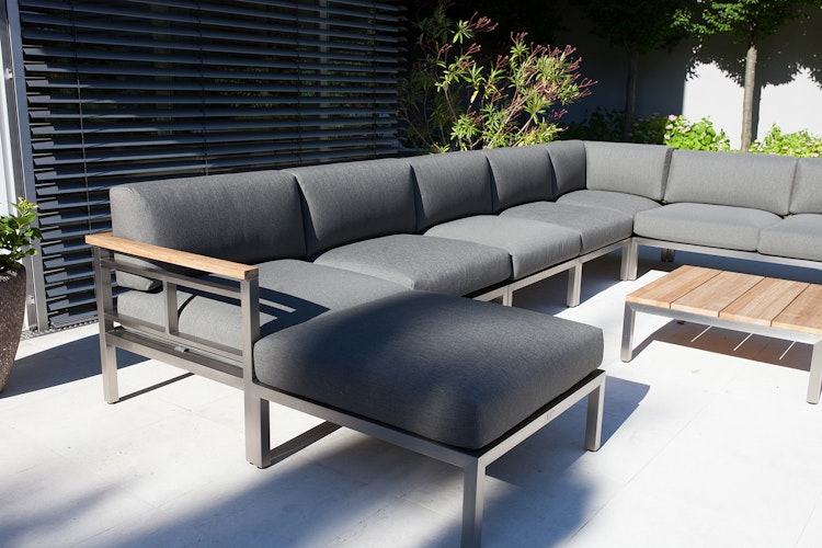 Diamond Garden Lounge Eckmodul GOMERA Sun & Rain, Edelstahl / Tuvatextil (100 % Polyacryl) Schwarz/Silber