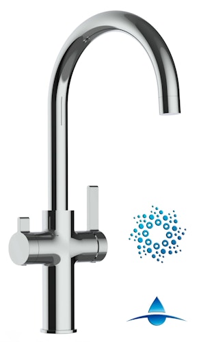 4 Wege Wasserhahn Küchenarmatur, FC, mit 360° schwenkbarem U-Auslauf, Verchromt