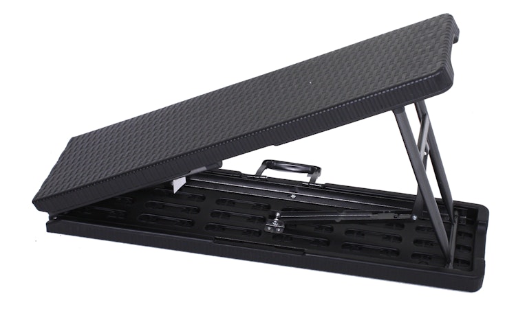 Garden Pleasure Gartenmöbel Set VENTANA, Klapptisch 180 x 74 cm + 2 Klappbänke, Stahl Dunkelgrau / Kunststoff Schwarz