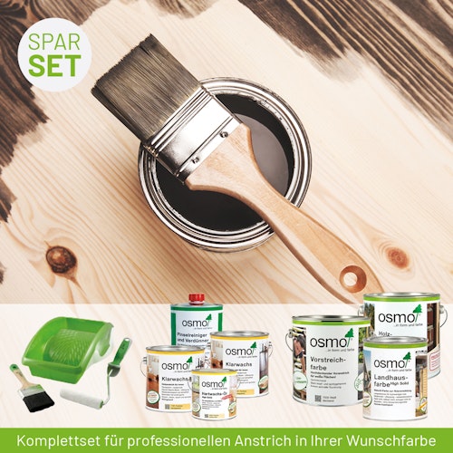 Innen- und Außenanstrich Komplettset für Gartenhäuser bis 5 m² Grundfläche (Lasur)