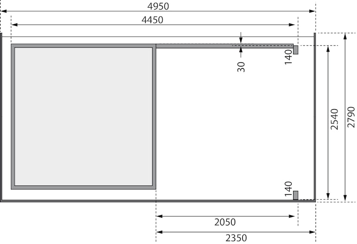 Karibu Woodfeeling Gartenhaus Kandern 1/2/3 mit 235 cm Schleppdach + Rückwand