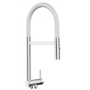 Vorschaubild Wasserhahn Vorfenster Küchenarmatur, Umklappbar 4,5 CM, mit 360° schwenkbarem Auslauf, abnehmbare 2 strahl Handbrause, Verchromt / Weiß