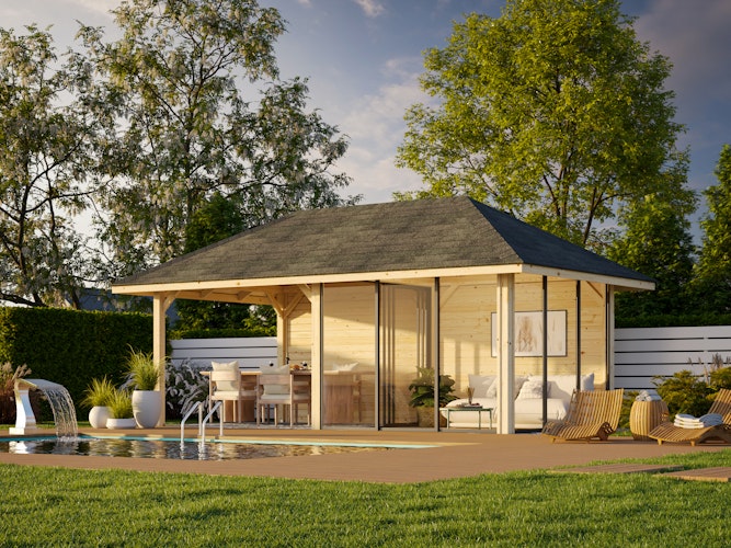 Palmako Pavillon Bianca 16,6 m² Set 506 Slide Plus mit Isolierglas-Schiebetüren