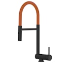 Vorschaubild Wasserhahn Vorfenster Küchenarmatur, Umklappbar 6 CM, mit 360° schwenkbarem Auslauf, abnehmbare 2 strahl Handbrause, Schwarz Matt / Orange