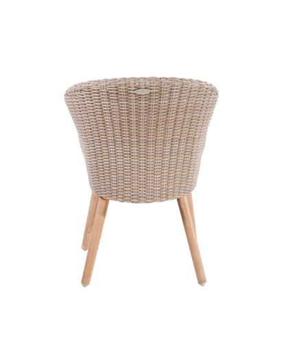 Garden Pleasure Gartenmöbel Set FREMONT / VISALIA, Tisch Ø 110 + 4 Sessel, Akazie / Polyrattan Muskatnuss / Kissen 100 % Polyester Taupe