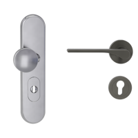 Griffwerk TITANO Kombi SB_882 ES1 (S2) -Edelstahl matt Kombi-Schutzbeschlag -Knopf/Drücker -mit Griff DESM LEAF LIGHT -KGR -rund -L -ZA, 72mm -TS 38-50