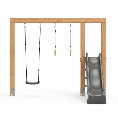 EXIT Linea Massiv 140 Holz-Schaukel mit Rutsche und Turnringen