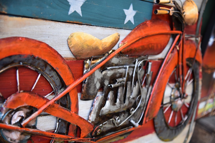 3D Metallbild Motorrad 99 x 98,3 cm, Holz / Stahlblech