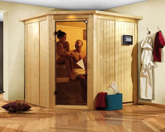 Karibu Sauna Lilja - 68 mm Systemsauna - 230 Volt Plug & Play inkl. gratis Sauna-Zubehörset im Wert von 234,94 €