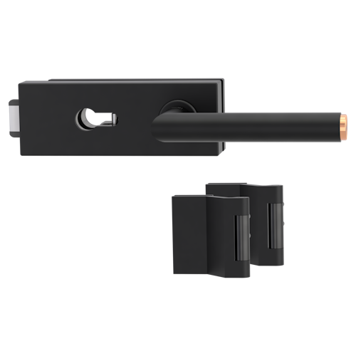 Griffwerk PURISTO S -Graphitschwarz Ganzglastürbeschlagset -3-teiliger Bandsatz -mit Griff LUCIA SELECT -GSC/CU -PZ