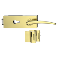 Griffwerk Glastürbeschlag PURISTO S mit Griff MARISA PROF Profilzylinder Flüster 3-tlg. Bänder MARISA Messing-Optik