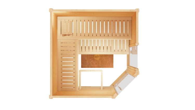 Weka Premium Massivholzsauna Cubilis 2 mit Glastür+Fenster inkl. Montageservice - 45 mm