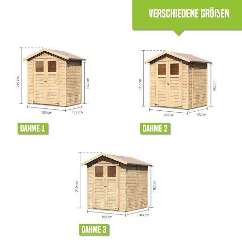 Karibu Eco Gartenhaus Gerätehaus Dahme 0/1/2/3 - 14 mm