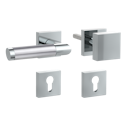 Vorschaubild Griffwerk CHRISTINA QUATTRO Klipptechnik -Edelstahl poliert/matt  Rosettengarnitur eckig -Klippt. -Knopf Square -WL -TS 40-45mm
