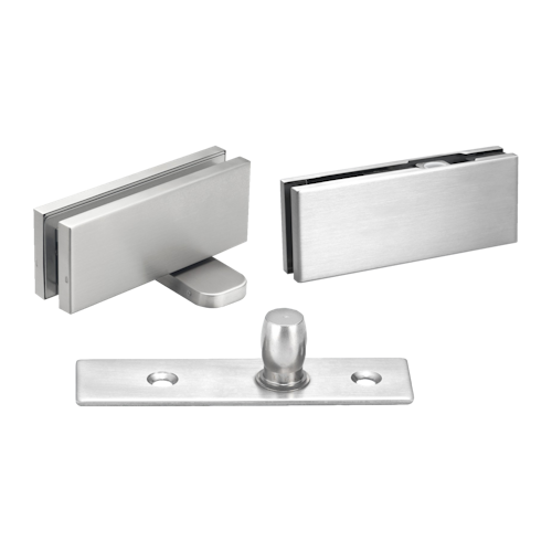 Griffwerk Pivot Glas SET- Edelstahl matt Glastürschließer -PT20Plus- PT24- einstellbar - 100Kg- 8 -12mm