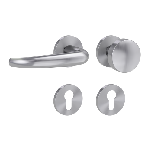 Griffwerk Wechselgarnitur VAYA 194 ALDA fast2fix Fast2Fix GK3 Rosetten rund Knopf R2 Edelstahl matt L