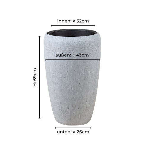 Klocke Design Blumentopf Betonoptik 2er Set ⌀ 32 cm x H 52 cm, 43 cm x H 69 cm