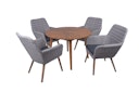 Vorschaubild Garden Pleasure Gartenmöbel Set FREMONT / RAPALLO, Tisch Ø 110 + 4 Sessel, Akazie / Polyrattan Grau / Kissen 100 % Polyester Dunkelgrau