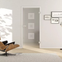 Griffwerk Glasdrehtür (ESG) DECO 657 ESG PURE WHITE matt 834x1972x8mm Studio/Office DIN R