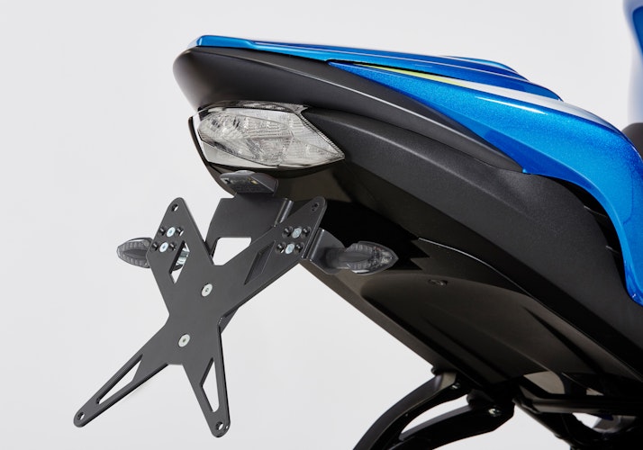 PROTECH X-SHAPE Kennzeichenhalter SET mit Reflektor und Beleuchtung Alu & Stahl Schwarz für SUZUKI GSX-S 1000, GSX-S 1000F, GSX-S 950