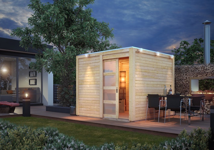 Karibu Gartenhaus Qubic 1 mit Schiebetür - 19 mm