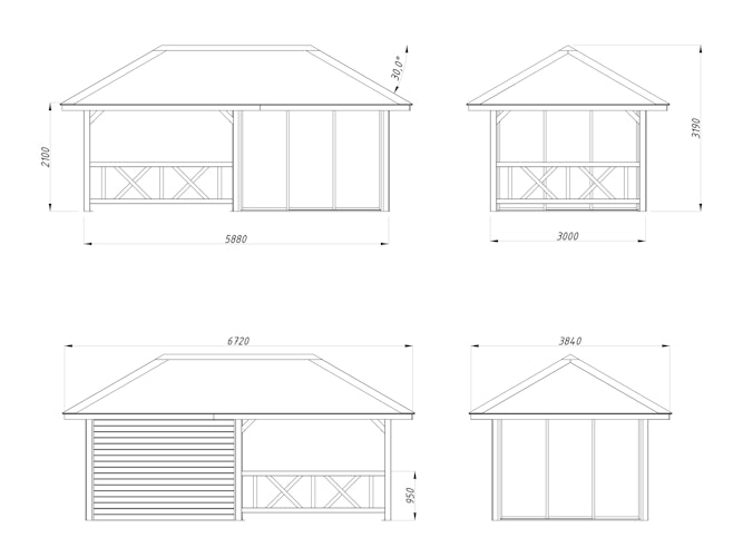 Palmako Pavillon Bianca 16,6 m² Set 204 Slide - 28 mm