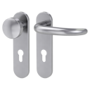 Vorschaubild Griffwerk ULMER GRIFF PROF | DESIGN MANUFAKTUR  FS Panik Edelstahl matt -Kurzschild-Garnitur -Schraubt. Knopf R2 -WR -Stift 9mm -TS 38-50mm