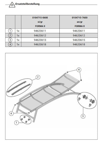 Kettler Ersatzteil Kederprofilstopfen für Rollliege FORMA ll, 4er Set