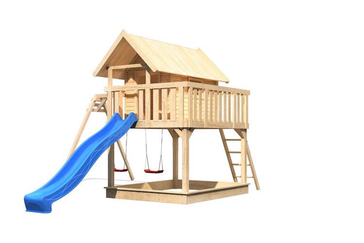 Akubi Stelzenhaus Fidel mit Satteldach inkl. Wellenrutsche und Doppelschaukelanbau