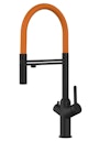 Vorschaubild 4 Wege Wasserhahn Küchenarmatur, BOD, mit 360° schwenkbarem Auslauf, abnehmbare 2 strahl Handbrause, Schwarz Matt / Orange