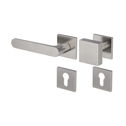 Griffwerk Wechselgarnitur VAYA 291 AVUS fast2fix Fast2Fix  Rosetten eckig Knopf SQUARE Samtgrau L