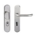 Vorschaubild Griffwerk TITANO Schild SB_886 ES2 (S3) FS -Edelstahl matt Schutzbeschlag-Set -Knopf/Drücker -mit Griff  ALESSIA PROF EM -ZA, 72mm -Stift 9mm -TS 38-58mm