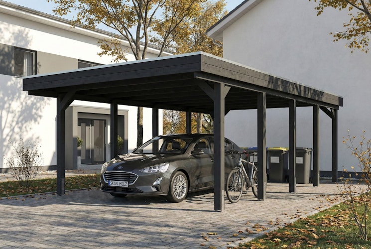 Skan Holz Friesland - Flachdach Carport aus Nadelholz Breite 402 cm