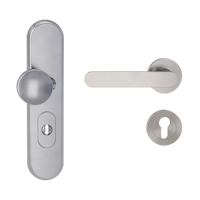 Griffwerk TITANO Kombi SB_882 ES1 (S2) -Edelstahl matt Kombi-Schutzbeschlag -Knopf/Drücker -mit Griff AVUS -SG -rund -L -ZA, 72mm -TS 38-50