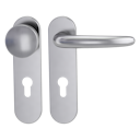 Vorschaubild Griffwerk ULMER GRIFF PROF | DESIGN MANUFAKTUR FS -Edelstahl matt -Kurzschild-Garnitur -Schraubt. -Knopf R2 -WR -Stift 9mm -TS 38-50mm