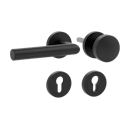 Vorschaubild Griffwerk Wechselgarnitur LUCIA PROF Schraubtechnik FS Rosetten rund Knopf R2 38-50mm Graphitschwarz L