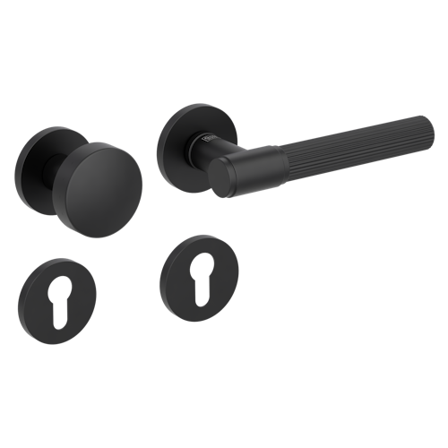 Griffwerk Wechselgarnitur VAYA 136 ARIS fast2fix Fast2Fix Rosetten rund Knopf R2 Graphitschwarz R