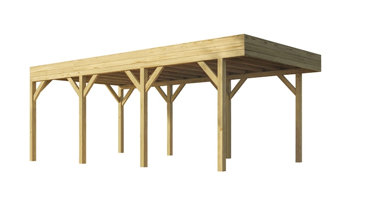 Weka Einzelcarport mit Vorbereitung zur Dachbegrünung 328 x 718 cm - Leimholz