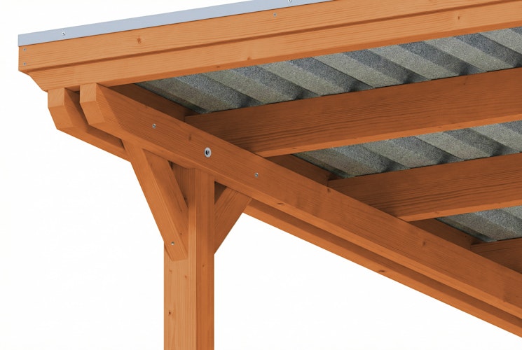 Skan Holz Emsland - Flachdach Doppelcarport aus Leimholz Breite 609 cm