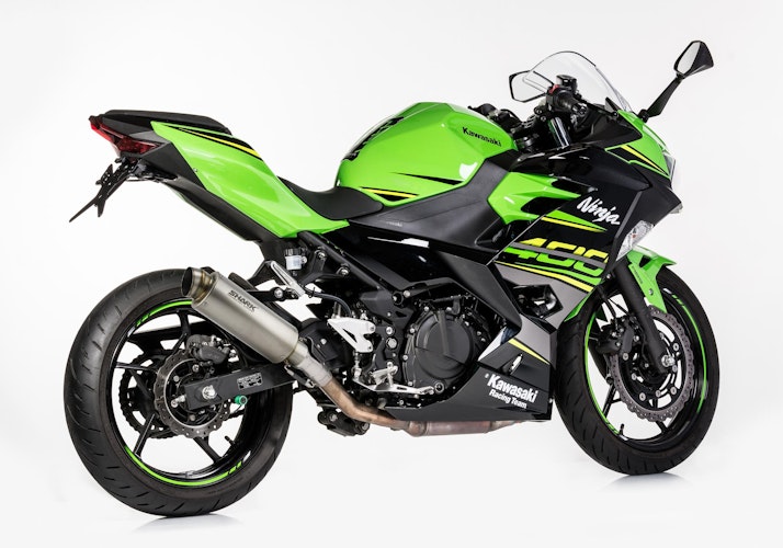 Shark Performance SLIP-ON Titan silber SRC 4 für KAWASAKI Ninja 400,Z400 EURO5  