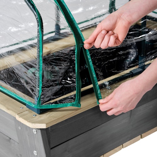 EXIT Aksent Kinder-Hochbeet L mit Gewächshaus und Gartengeräten