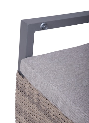 Garden Pleasure Gartenmöbel Set DIJON / AMELIA, Tisch 200 x 100 + 6 Hochlehner, Aluminium Anthrazit / Polyrattan Champagner / Kissen 100 % Polyester Creme