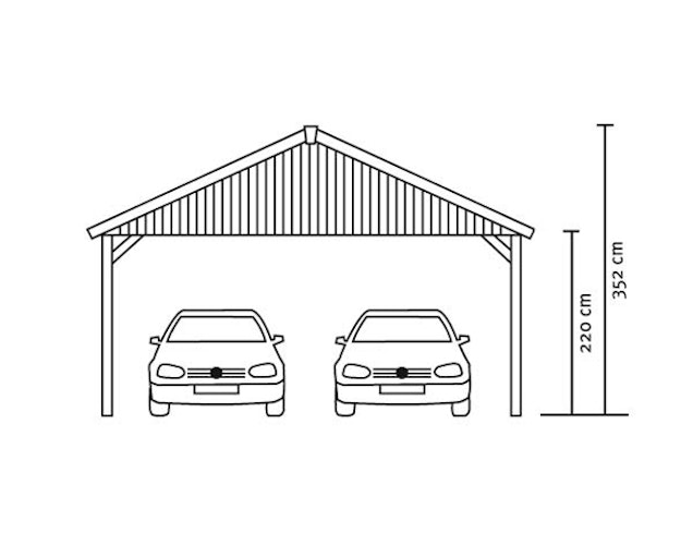 Skan Holz Schwarzwald - Satteldach Doppelcarport Breite 684 cm
