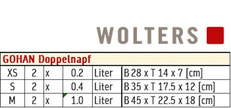 Wolters Gohan Doppelnapf - Walnuss