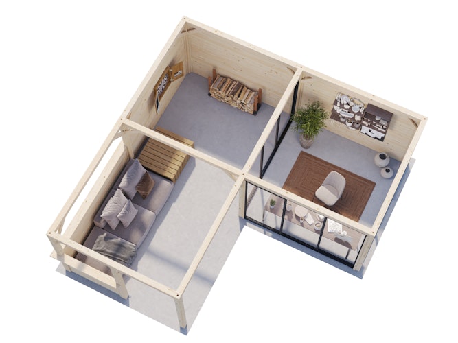 Palmako Gartenhaus Connect Lenna 24,9 m² Set 710 Slide Plus mit Isolierglas-Schiebetüren - 28 mm