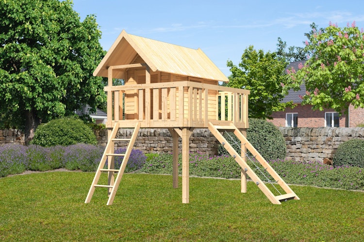 Akubi Stelzenhaus Fidel mit Satteldach inkl. Netzrampe