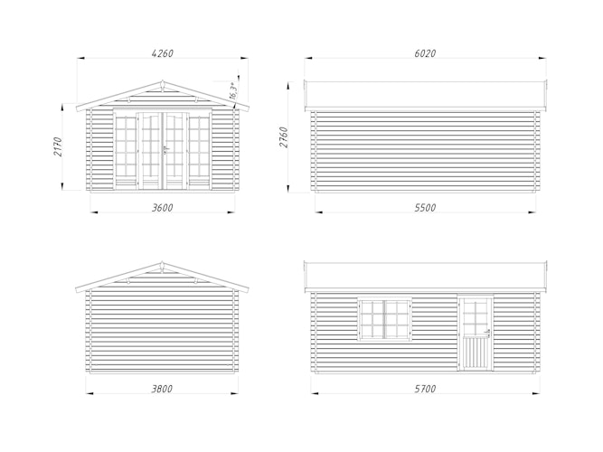 Palmako Gartenhaus Irene 19,0 m² - 44 mm
