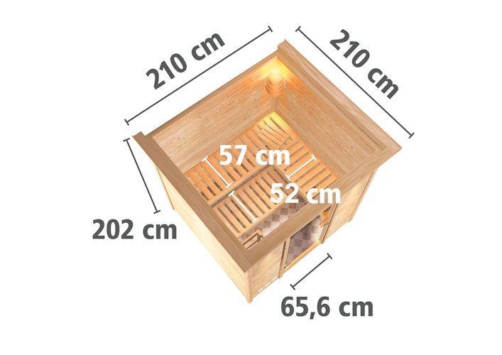 Karibu Sauna Rodin mit Fronteinstieg 68 mm inkl. gratis Sauna-Zubehörset im Wert von 234,94 €